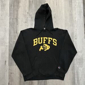 VTG University Of Colorado Hoodie Black CU Buffs College Large Pull Over Y2K